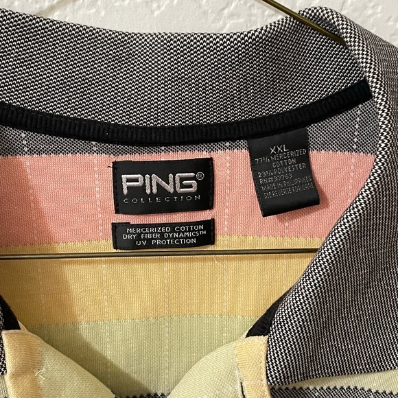 Ping Collection Golf Shirt XXL Excellent Condition Striped Pink - Picture 4 of 4